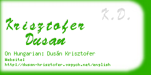 krisztofer dusan business card
